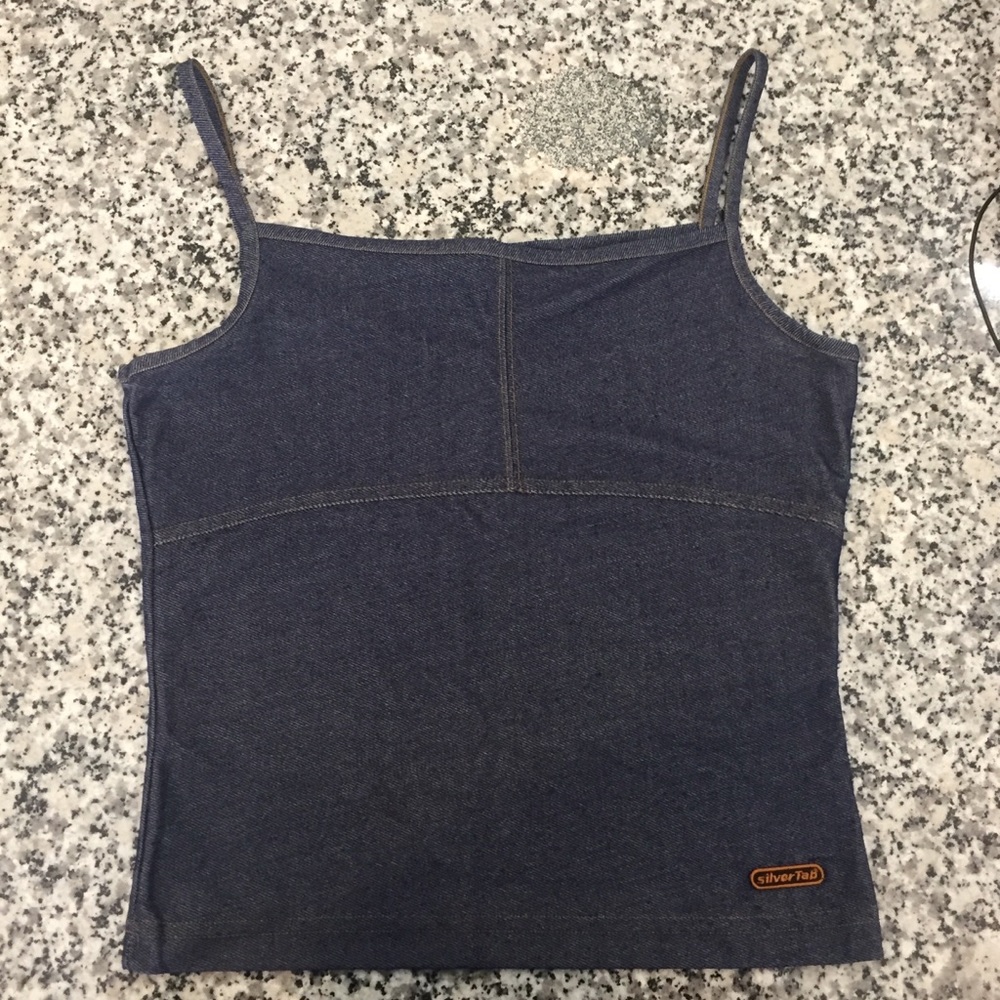Silver tab denim top